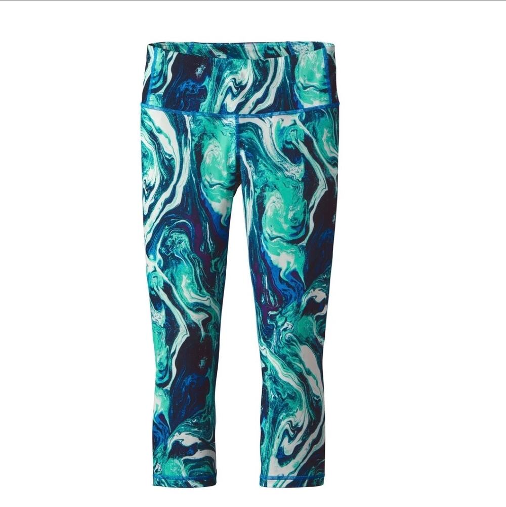 Patagonia Blue Marbled Cropped Leggings Women's Size M